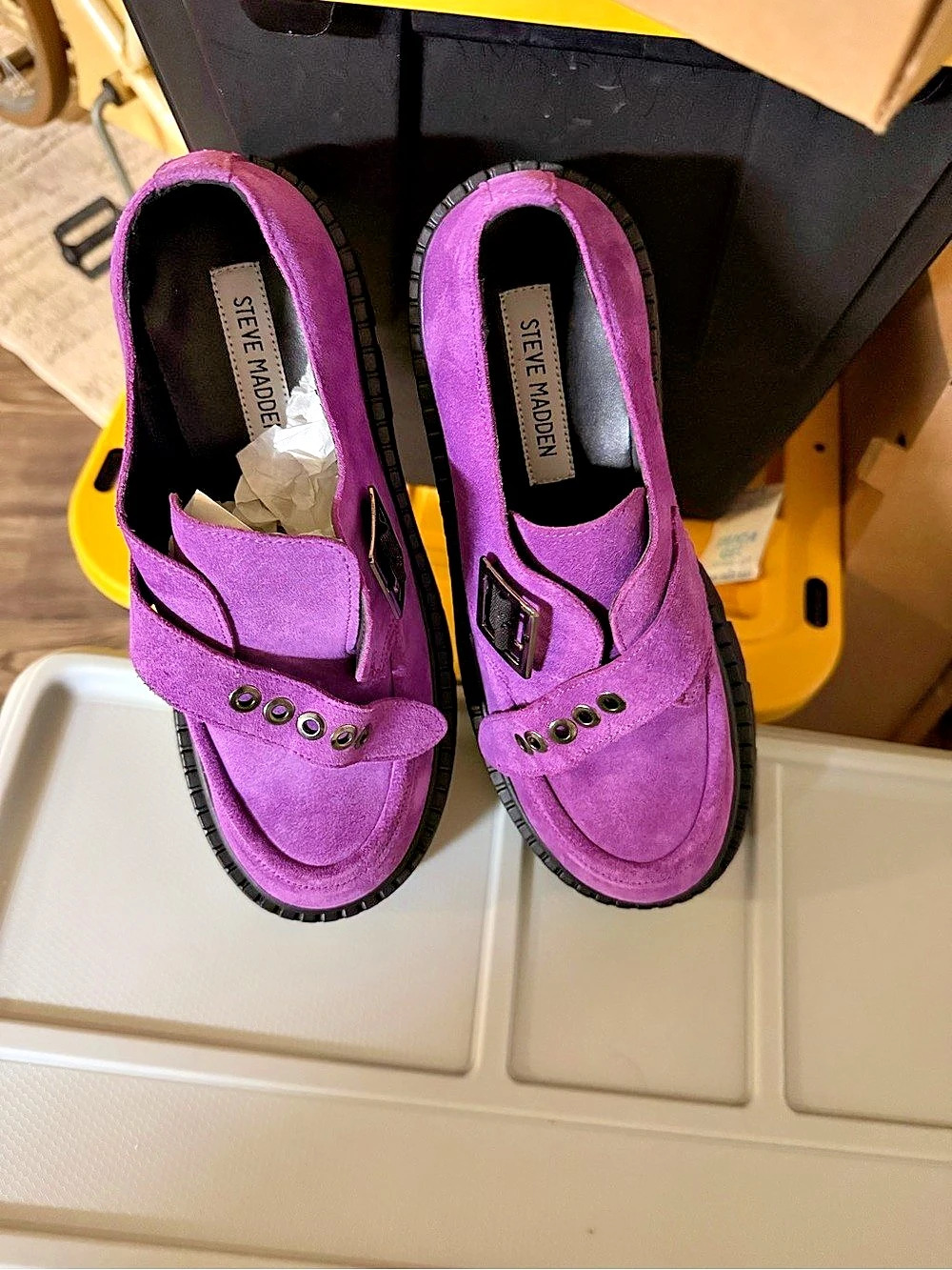 Steve Madden Purple & Black Platform Loafers